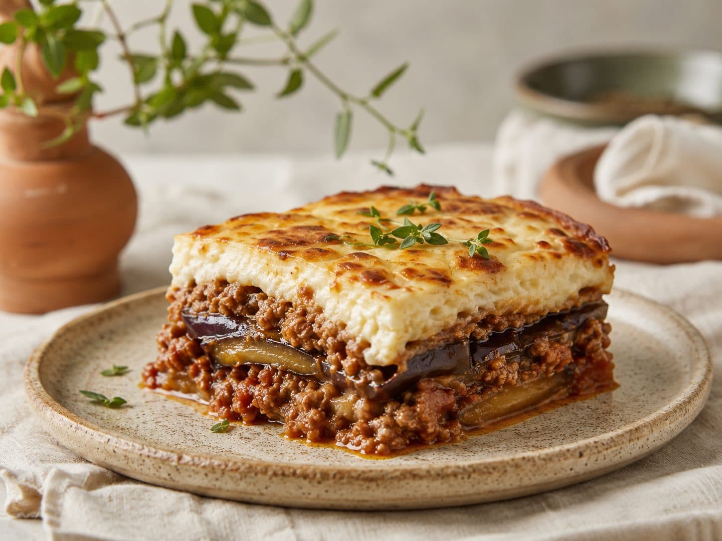 Moussaka servert på et fat