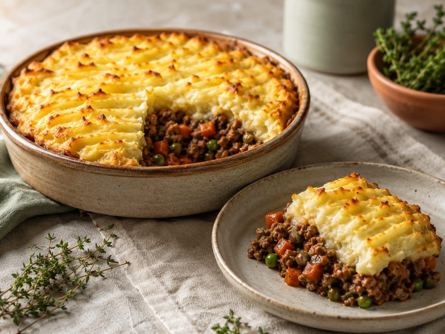 Shepherd's pie servert på et fat