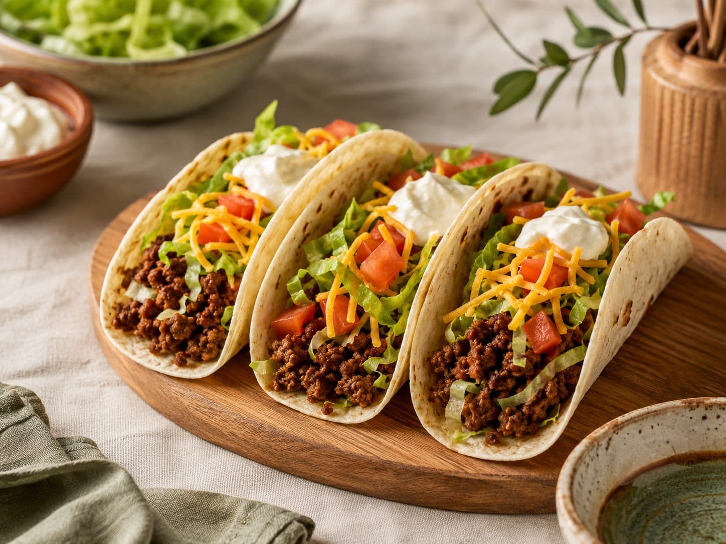 Taco på 20 minutter servert på et fat